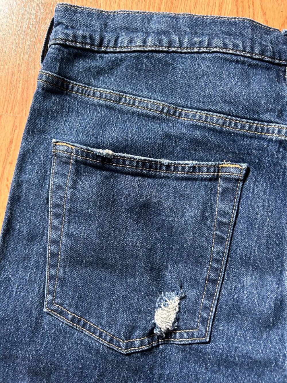 Gap Sky High Straight Jeans Women’s 33 / 16R Distressed Blue Denim - Picture 7 of 8